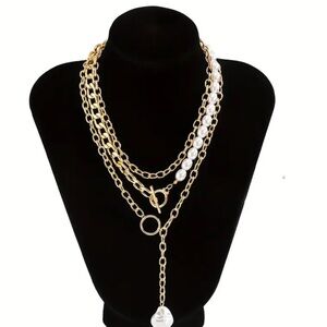 Trending Boho Freshwater Pearls and Chain Layered Necklace